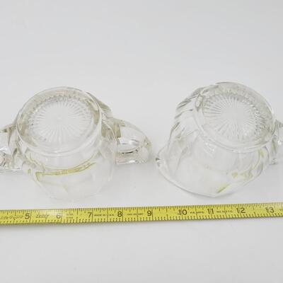 ART DECO STYLE GLASS CREAM & SUGAR SERVERS