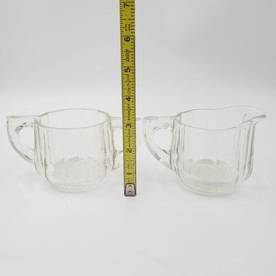 ART DECO STYLE GLASS CREAM & SUGAR SERVERS