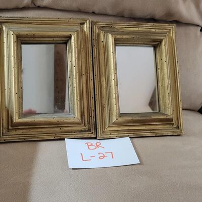 Set of Two Gold colored Framed Mirrors