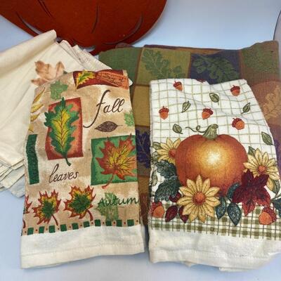 Fall Autumn Themed Table Linens Tablecloth Hand Towels Napkins