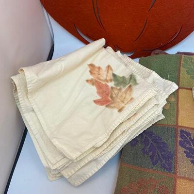 Fall Autumn Themed Table Linens Tablecloth Hand Towels Napkins