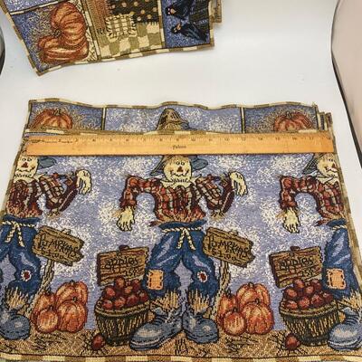 Seasonal Fall Autumn Scarecrow Harvest Placemats and Table Runners