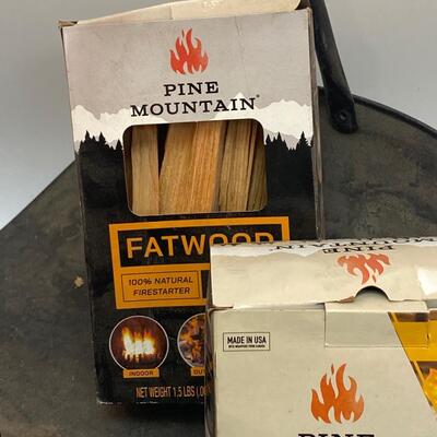 Black Metal Fireplace Log Wood Holder Basket & Fire Starter Material