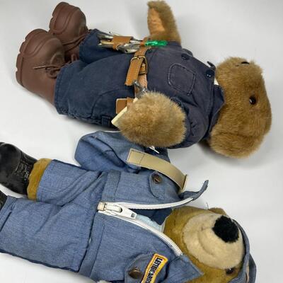 Pair of Plush Teddy Bear Dolls USPS Postal Worker Mailman & Handyman