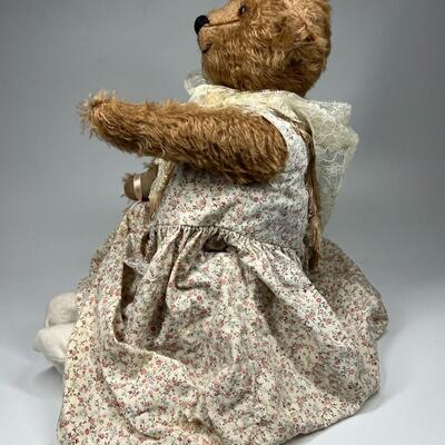 Vintage Jointed Plush Teddy Bear Stuffed Animal Doll with Stand