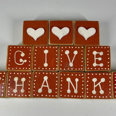 Hand Painted Holiday Themed Wood Blocks
