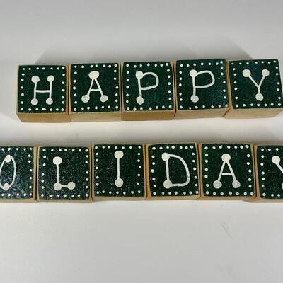 Hand Painted Holiday Themed Wood Blocks