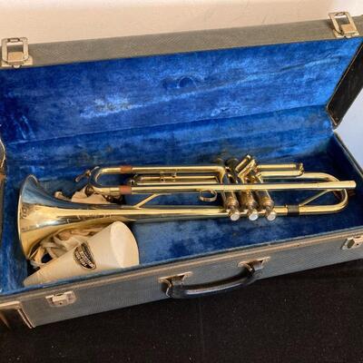 Vintage Trumpet Marked Grand Deluxe Germany with Bach Mouthpiece and Case
