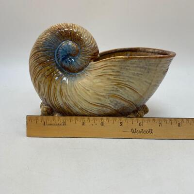 Nautilus Snail Shell Ceramic Nautical Planter Pot
