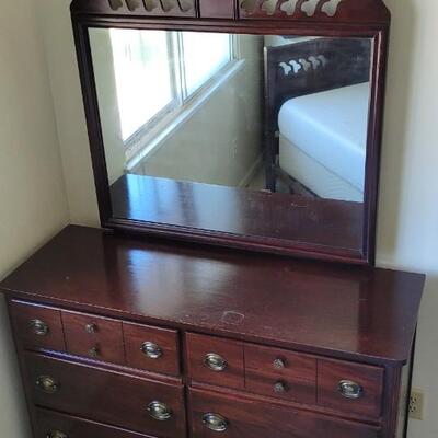 Lot 96: Vintage Wood Dresser with Mirror