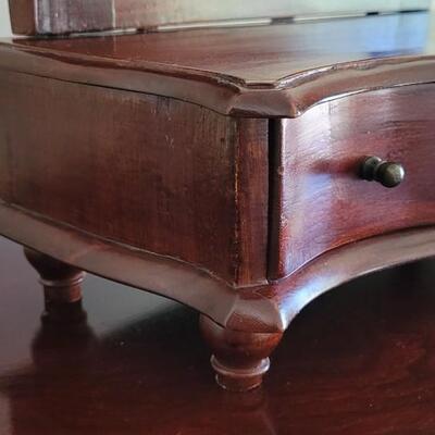 Lot 98: Vintage Wood Mirror Accent Jewelry Box