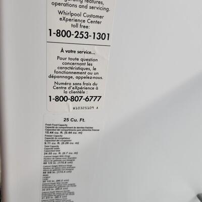 25 C.F. Whirlpool Side By Side Refrigerator