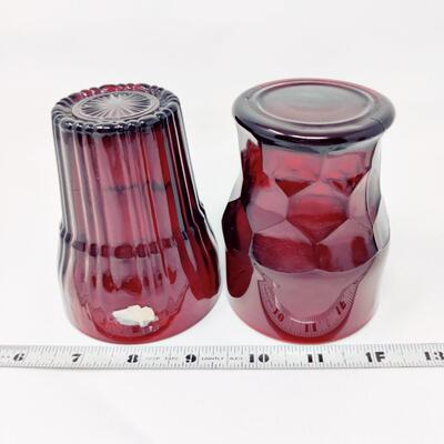 VINTAGE MID-CENTURY RUBY RED DRINKING GLASSES