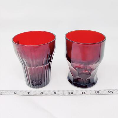 VINTAGE MID-CENTURY RUBY RED DRINKING GLASSES