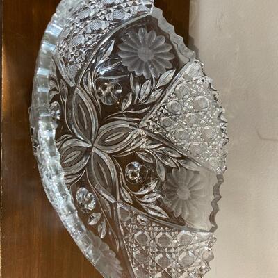 Cut Glass Antique Center Bowl with 4 Feet 11.5â€ x 7.5â€ x 5.5â€h