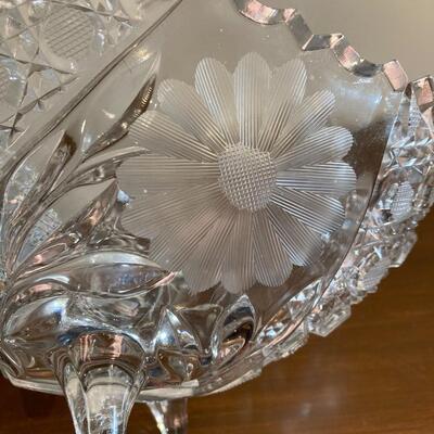 Cut Glass Antique Center Bowl with 4 Feet 11.5â€ x 7.5â€ x 5.5â€h