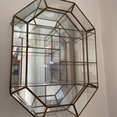 Brass & glass display wall case
