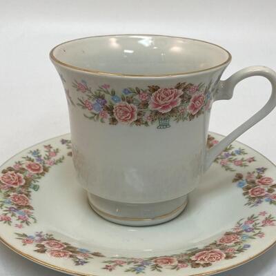 Vintage Pink Floral Teacup & Saucer Made in China