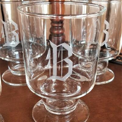Lot #93  Set of Vintage Crystal Bar Glasses - Initial "B"