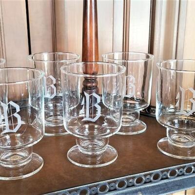 Lot #93  Set of Vintage Crystal Bar Glasses - Initial "B"