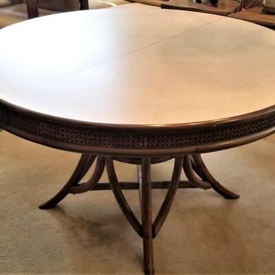 Lot #97  Vintage Mid-Century Rattan Table - 4 chairs