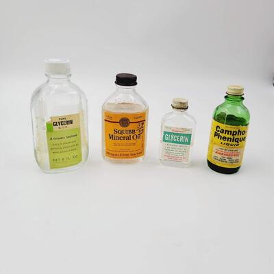 VINTAGE BATHROOM GLASS BOTTLES