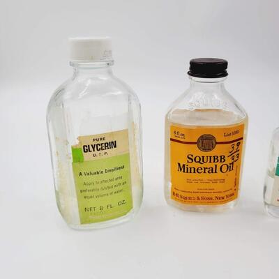 VINTAGE BATHROOM GLASS BOTTLES