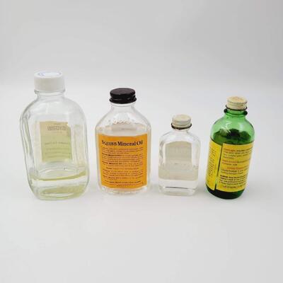 VINTAGE BATHROOM GLASS BOTTLES