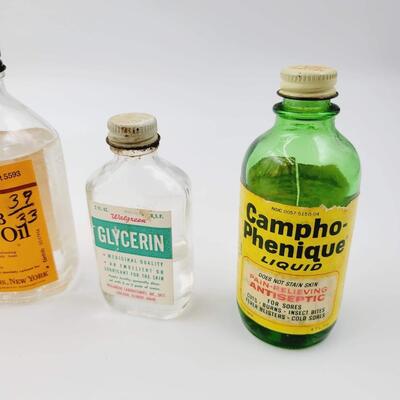 VINTAGE BATHROOM GLASS BOTTLES