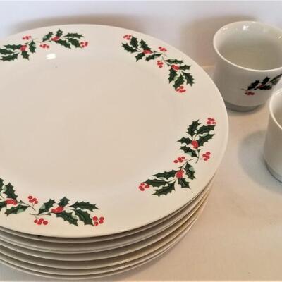 Lot #99  Set of 80's Christmas China - service for 12