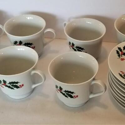 Lot #99  Set of 80's Christmas China - service for 12