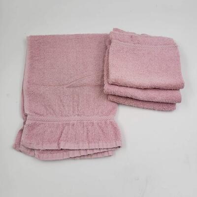VINTAGE COLORMATES PINK WASHCLOTH & HAND TOWEL BUNDLE 4pc
