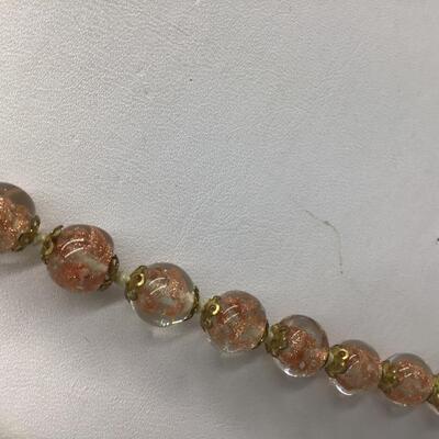 Vintage Metallic Rose Glass Beaded Necklace.