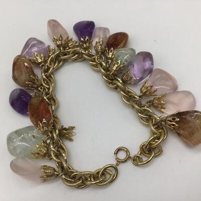 Vintage Polished Stone Charm Style Bracelet