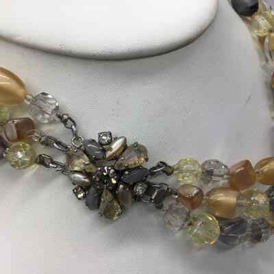 Vintage Glass 3Strand With Beautiful Clasp