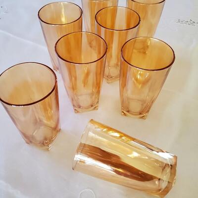Vintage Marigold Amber glass - 8 Water Glasses