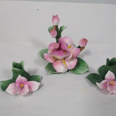 Pink CAPODIMONTE Carlo Savastano Italian Hand Sculpted Porcelain Orchid