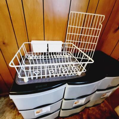 WIRE DISH DRYING RACK W/ EXTRAS