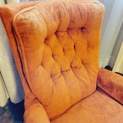 VINTAGE LAZY BOY CRUSHED ORANGE ROCKER - RECLINER