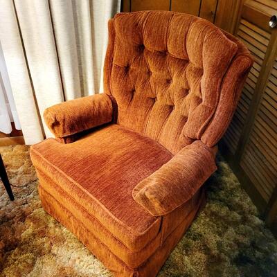 VINTAGE LAZY BOY BURNT ORANGE SWIVEL ROCKER