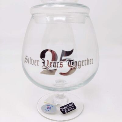 CELEBRATE 25 YEARS TOGETHER BRANDY AND LID GLASS