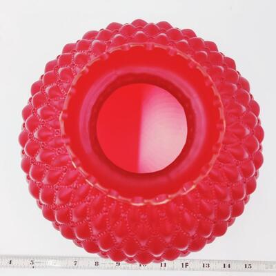 STUNNING VINTAGE RUBY RED BROOKE GLASS DIAMOND QUILT HURRICANE LAMP SHADE