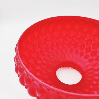 STUNNING VINTAGE RUBY RED BROOKE GLASS DIAMOND QUILT HURRICANE LAMP SHADE
