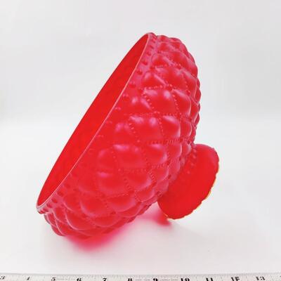 STUNNING VINTAGE RUBY RED BROOKE GLASS DIAMOND QUILT HURRICANE LAMP SHADE