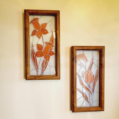 4PC VINTAGE TURNER "STAINED GLASS" WALL ART
