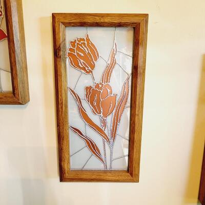 4PC VINTAGE TURNER "STAINED GLASS" WALL ART