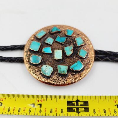 BEAUTIFUL COPPER & TURQUOISE BOLO TIE