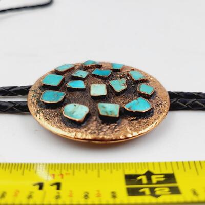 BEAUTIFUL COPPER & TURQUOISE BOLO TIE