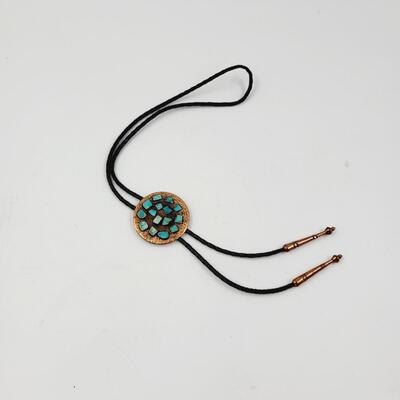 BEAUTIFUL COPPER & TURQUOISE BOLO TIE
