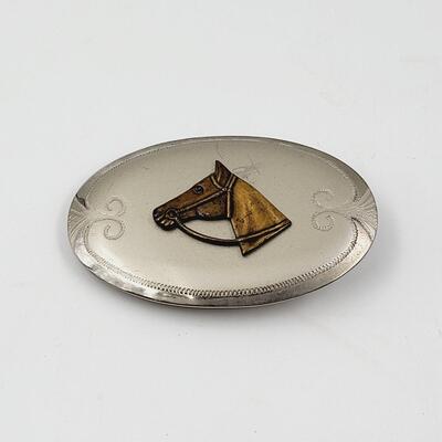 NICKLE HORSE COLLECTABLE BELT BUCKLE